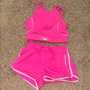 Zara Pink Sports Bra and Shorts Set